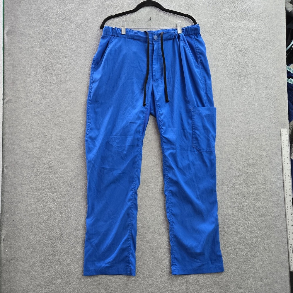 Koi Women Scrub Pants L SHORT Blue Kolite Button PO#ABC89739 29" Inseam